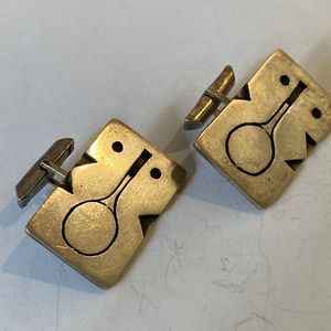 MidCentury sterling silver TENNIS-themed cufflinks